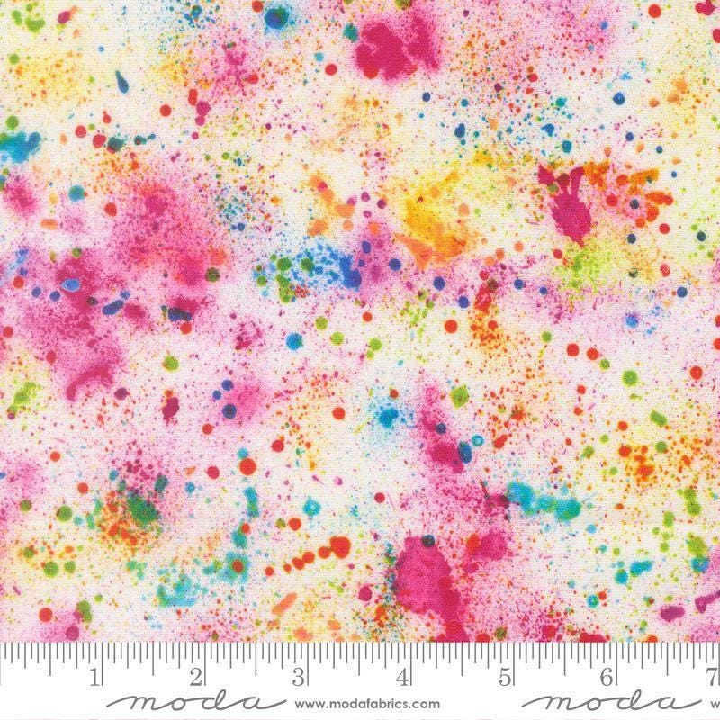 Image of Gradients Gallery Embraced Echoes Rainbow quilting cotton fabric by Moda for Moda Fabrics. Features an abstract design on a rainbow background. Cute Little Fabric Shop.