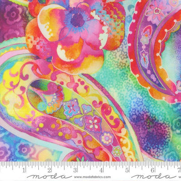 Image of Gradients Gallery Dream State Rainbow quilting cotton fabric by Moda for Moda Fabrics. Features an abstract design on a rainbow background. Cute Little Fabric Shop.