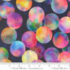 Image of Gradients Gallery Candescent Dots Midnight Rain quilting cotton fabric by Moda for Moda Fabrics. Features circles on a black background. Cute Little Fabric Shop.