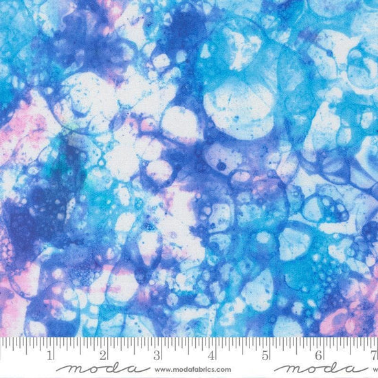 Image of Gradients Gallery Floating Rhythm Sky quilting cotton fabric by Moda for Moda Fabrics. Features an abstract design on a blue background. Cute Little Fabric Shop.