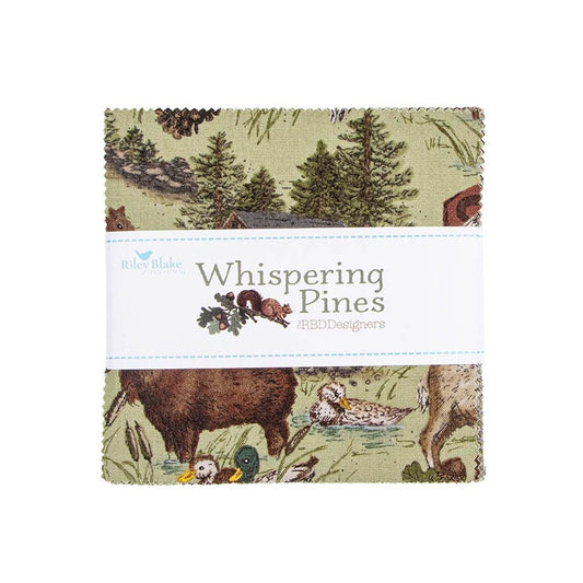 SALE Whispering Pines 5" Stacker Nature Fabric - 5-17950-42 - 42-Piece Precut - Riley Blake Quilting Cotton Fabric