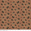 Image of Whispering Pines Acorns Brown quilting cotton fabric by The RBD Designers for Riley Blake Designs. Features acorns and leaves on a brown background. Cute Little Fabric Shop.