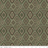Image of Whispering Pines Geometric Green quilting cotton fabric by The RBD Designers for Riley Blake Designs. Features a geometric pattern on a green background. Cute Little Fabric Shop.