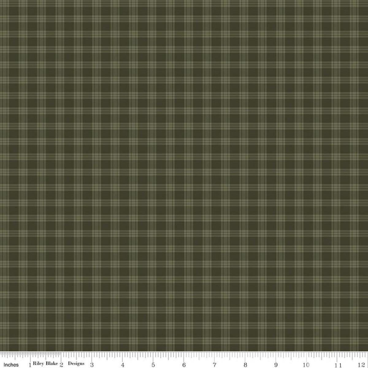 Image of Whispering Pines Plaid Green quilting cotton fabric by The RBD Designers for Riley Blake Designs. Features plaid on a green background. Cute Little Fabric Shop.