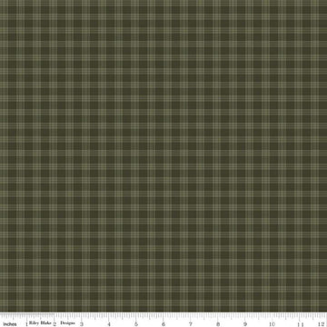 Image of Whispering Pines Plaid Green quilting cotton fabric by The RBD Designers for Riley Blake Designs. Features plaid on a green background. Cute Little Fabric Shop.