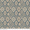 Image of Whispering Pines Geometric Blue quilting cotton fabric by The RBD Designers for Riley Blake Designs. Features a geometric pattern on a blue background. Cute Little Fabric Shop.