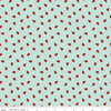 Image of Little Ladybug Ladybugs Blue quilting cotton fabric by Lori Whitlock for Riley Black Designs. Features ladybugs on a blue background. Cute Little Fabric Shop.