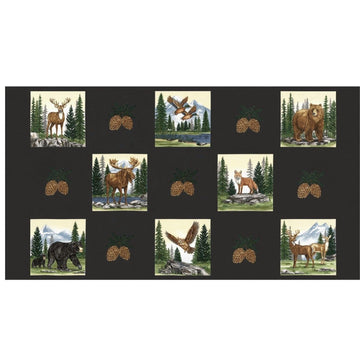 Northwoods Lodge Panel Soil Brown Animal Fabric - 56197 - Moda Fabrics Quilting Cotton Fabric