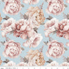 3-Yard-Cut - SALE Daybreak on the Prairie Peonies Blue Floral Fabric WIDE BACK 108" Wide - WB17692 - Riley Blake Quilting Cotton Fabric