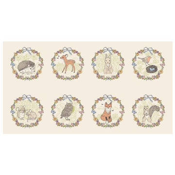 SALE My Secret Garden Animal 8 Square Panel Cloud Cream Animal Fabric - 20958 - Moda Fabrics Quilting Cotton Fabric