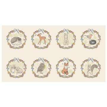 SALE My Secret Garden Animal 8 Square Panel Cloud Cream Animal Fabric - 20958 - Moda Fabrics Quilting Cotton Fabric
