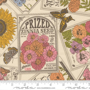 Image of My Secret Garden Seeds of Love Cloud quilting cotton fabric by Stacy Iest Hsu for Moda Fabrics. Features flowers on a cream background. Cute Little Fabric Shop.