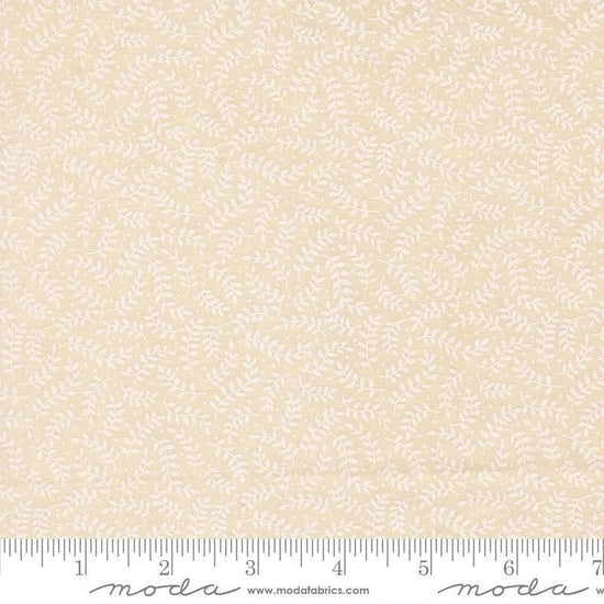 Image of My Secret Garden Crawling Vines Cloud White quilting cotton fabric by Stacy Iest Hsu for Moda Fabrics. Features leaves on a cream background. Cute Little Fabric Shop.