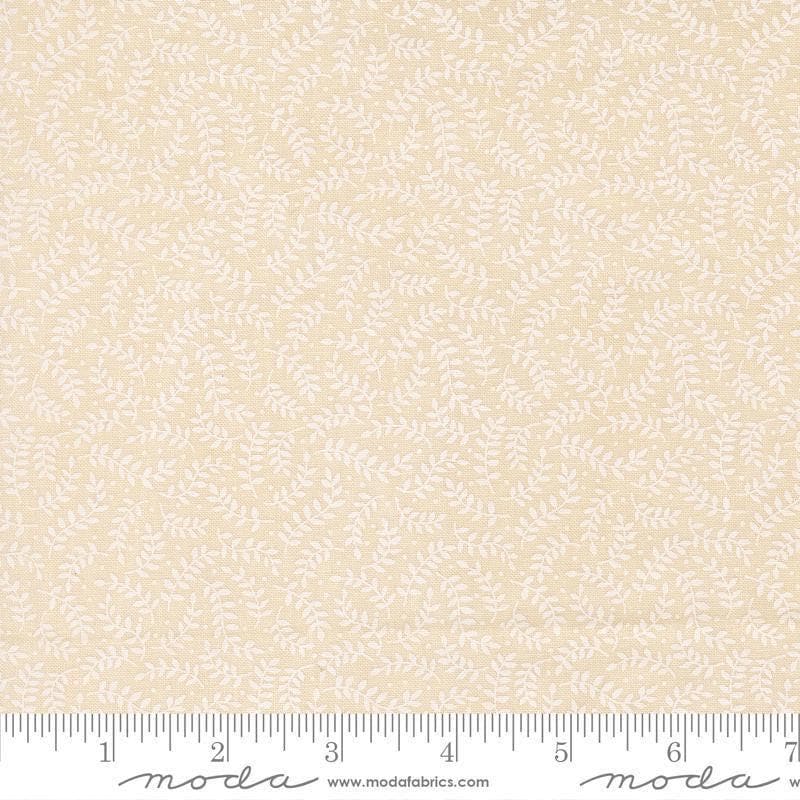 Image of My Secret Garden Crawling Vines Cloud White quilting cotton fabric by Stacy Iest Hsu for Moda Fabrics. Features leaves on a cream background. Cute Little Fabric Shop.