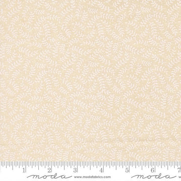 Image of My Secret Garden Crawling Vines Cloud White quilting cotton fabric by Stacy Iest Hsu for Moda Fabrics. Features leaves on a cream background. Cute Little Fabric Shop.