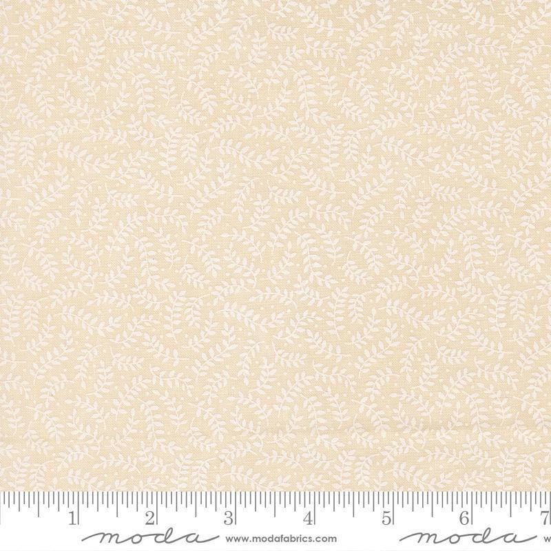 Image of My Secret Garden Crawling Vines Cloud White quilting cotton fabric by Stacy Iest Hsu for Moda Fabrics. Features leaves on a cream background. Cute Little Fabric Shop.