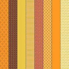 Image of Gathered Lollies Four Hazel quilting cotton fabric by Jen Kingwell for Moda Fabrics. Features stripes on an orange background. Cute Little Fabric Shop.