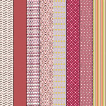 Image of Gathered Lollies Six Trentham quilting cotton fabric by Jen Kingwell for Moda Fabrics. Features stripes on a pink background. Cute Little Fabric Shop.