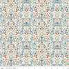 Image of Before the Blooms Iris Cream quilting cotton fabric by Danelys Sidron for Riley Blake Designs. Features flowers on a white background. Cute Little Fabric Shop.