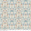 Image of Before the Blooms Iris Cream quilting cotton fabric by Danelys Sidron for Riley Blake Designs. Features flowers on a white background. Cute Little Fabric Shop.