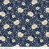 Image of Before the Blooms Main Indigo quilting cotton fabric by Danelys Sidron for Riley Blake Designs. Features flowers on a blue background. Cute Little Fabric Shop.