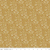 Image of Before the Blooms Astrid Gold quilting cotton fabric by Danelys Sidron for Riley Blake Designs. Features flowers on a gold background. Cute Little Fabric Shop.