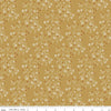 Image of Before the Blooms Astrid Gold quilting cotton fabric by Danelys Sidron for Riley Blake Designs. Features flowers on a gold background. Cute Little Fabric Shop.