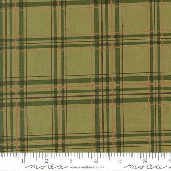 Image of Northwoods Lodge Plaid Meadow quilting cotton fabric by Deb Strain for Moda Fabrics. Features plaid on a green background. Cute Little Fabric Shop.