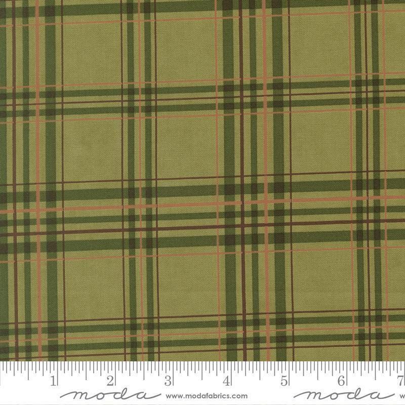 Image of Northwoods Lodge Plaid Meadow quilting cotton fabric by Deb Strain for Moda Fabrics. Features plaid on a green background. Cute Little Fabric Shop.