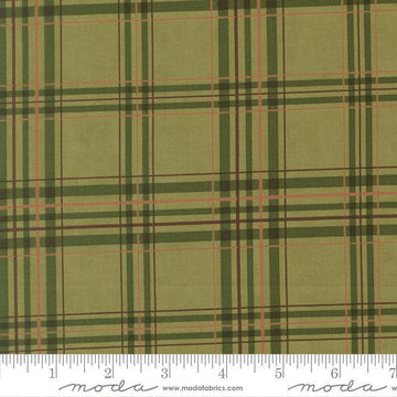 Image of Northwoods Lodge Plaid Meadow quilting cotton fabric by Deb Strain for Moda Fabrics. Features plaid on a green background. Cute Little Fabric Shop.