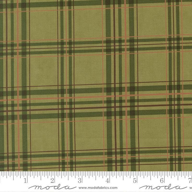 Image of Northwoods Lodge Plaid Meadow quilting cotton fabric by Deb Strain for Moda Fabrics. Features plaid on a green background. Cute Little Fabric Shop.