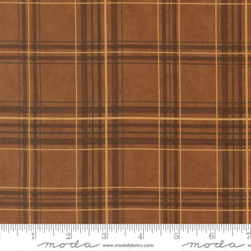 Image of Northwoods Lodge Plaid Bark quilting cotton fabric by Deb Strain for Moda Fabrics. Features plaid on a brown background. Cute Little Fabric Shop.