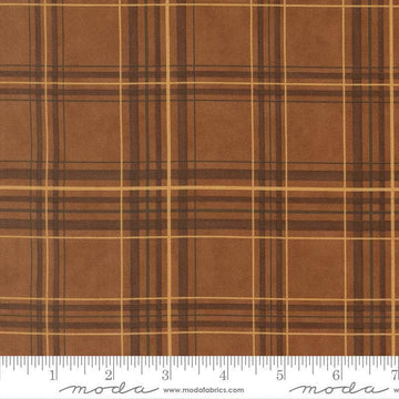Image of Northwoods Lodge Plaid Bark quilting cotton fabric by Deb Strain for Moda Fabrics. Features plaid on a brown background. Cute Little Fabric Shop.