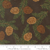 Image of Northwoods Lodge Pinecones Soil quilting cotton fabric by Deb Strain for Moda Fabrics. Features plants on a brown background. Cute Little Fabric Shop.