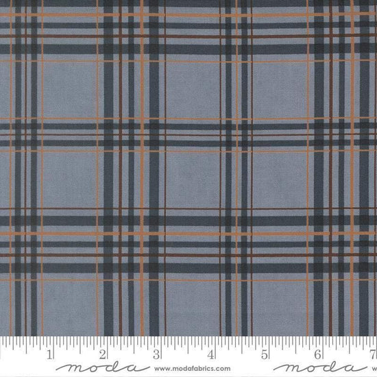 Image of Northwoods Lodge Plaid Sky quilting cotton fabric by Deb Strain for Moda Fabrics. Features plaid on a blue background. Cute Little Fabric Shop.