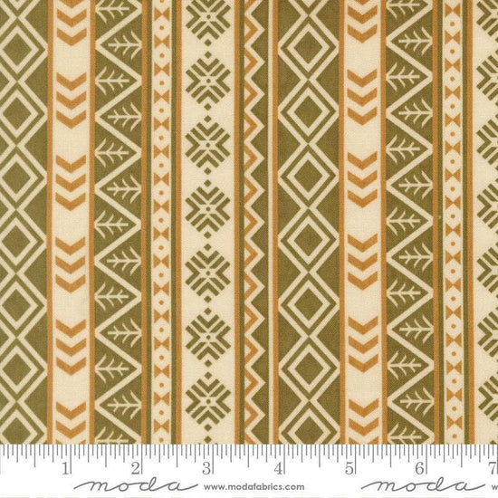 Image of Northwoods Lodge Northwest Stripes Natural quilting cotton fabric by Deb Strain for Moda Fabrics. Features geometric stripes on a cream background. Cute Little Fabric Shop.