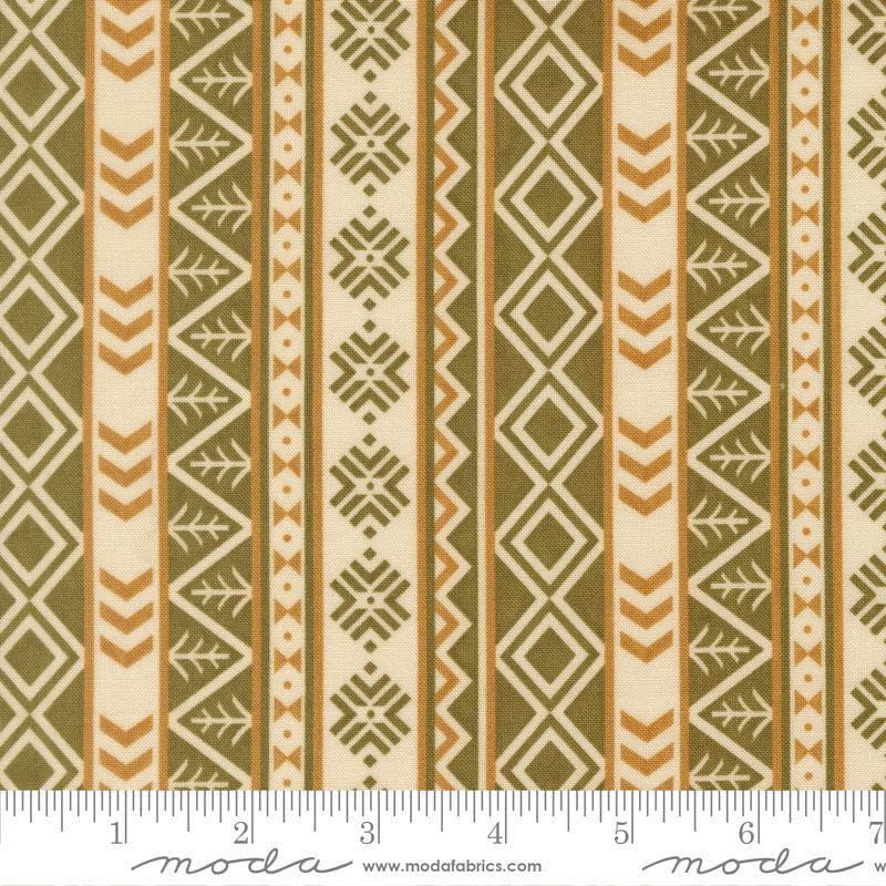 Image of Northwoods Lodge Northwest Stripes Natural quilting cotton fabric by Deb Strain for Moda Fabrics. Features geometric stripes on a cream background. Cute Little Fabric Shop.