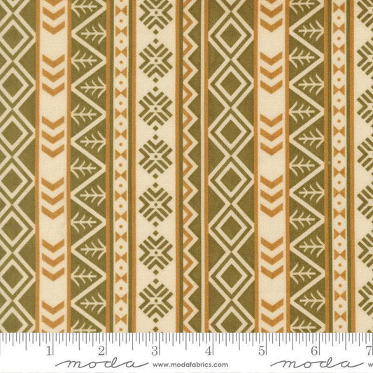 Image of Northwoods Lodge Northwest Stripes Natural quilting cotton fabric by Deb Strain for Moda Fabrics. Features geometric stripes on a cream background. Cute Little Fabric Shop.