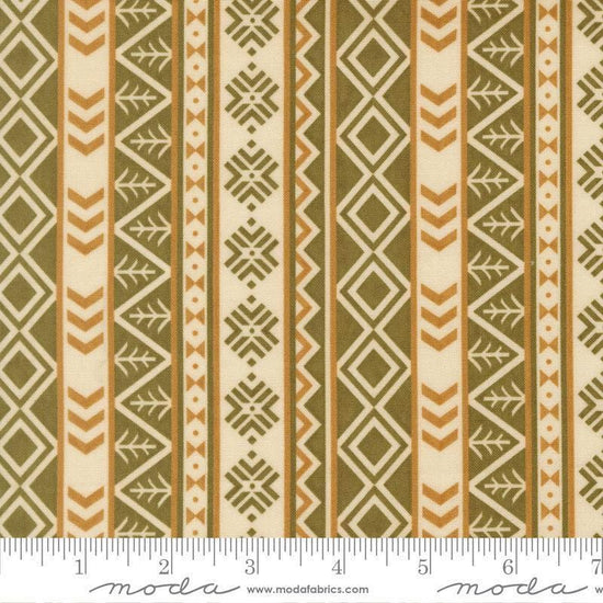 Image of Northwoods Lodge Northwest Stripes Natural quilting cotton fabric by Deb Strain for Moda Fabrics. Features geometric stripes on a cream background. Cute Little Fabric Shop.