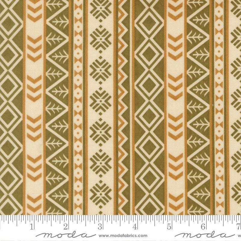Image of Northwoods Lodge Northwest Stripes Natural quilting cotton fabric by Deb Strain for Moda Fabrics. Features geometric stripes on a cream background. Cute Little Fabric Shop.