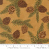 Image of Northwoods Lodge Pinecones Fawn quilting cotton fabric by Deb Strain for Moda Fabrics. Features plants on a brown background. Cute Little Fabric Shop.