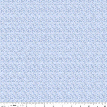Image of Foxglove Tonal Floral Blue quilting cotton fabric by Jill Finley for Riley Blake Designs. Features flowers on a blue background. Cute Little Fabric Shop.