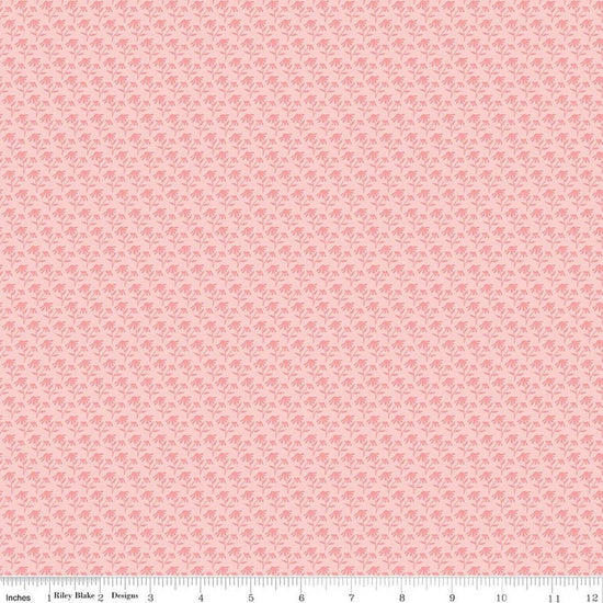 Image of Foxglove Tonal Floral Pink quilting cotton fabric by Jill Finley for Riley Blake Designs. Features flowers on a pink background. Cute Little Fabric Shop.