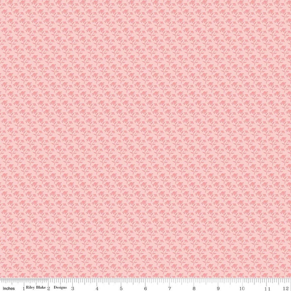 Image of Foxglove Tonal Floral Pink quilting cotton fabric by Jill Finley for Riley Blake Designs. Features flowers on a pink background. Cute Little Fabric Shop.