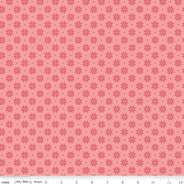 Image of Foxglove Stars Grapefruit quilting cotton fabric by Jill Finley for Riley Blake Designs. Features stars on a pink background. Cute Little Fabric Shop.