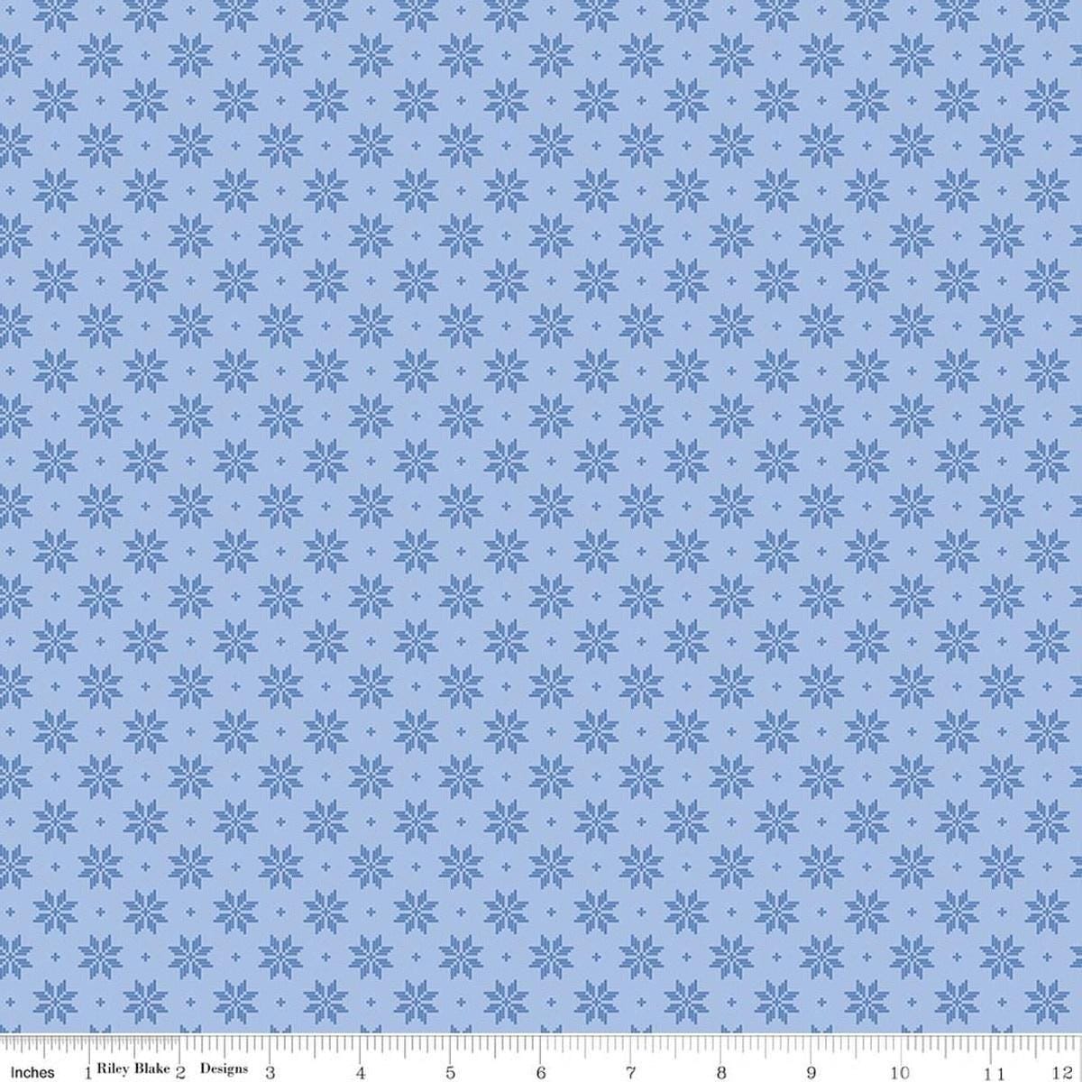 Image of Foxglove Stars Blue quilting cotton fabric by Jill Finley for Riley Blake Designs. Features stars on a blue background. Cute Little Fabric Shop.