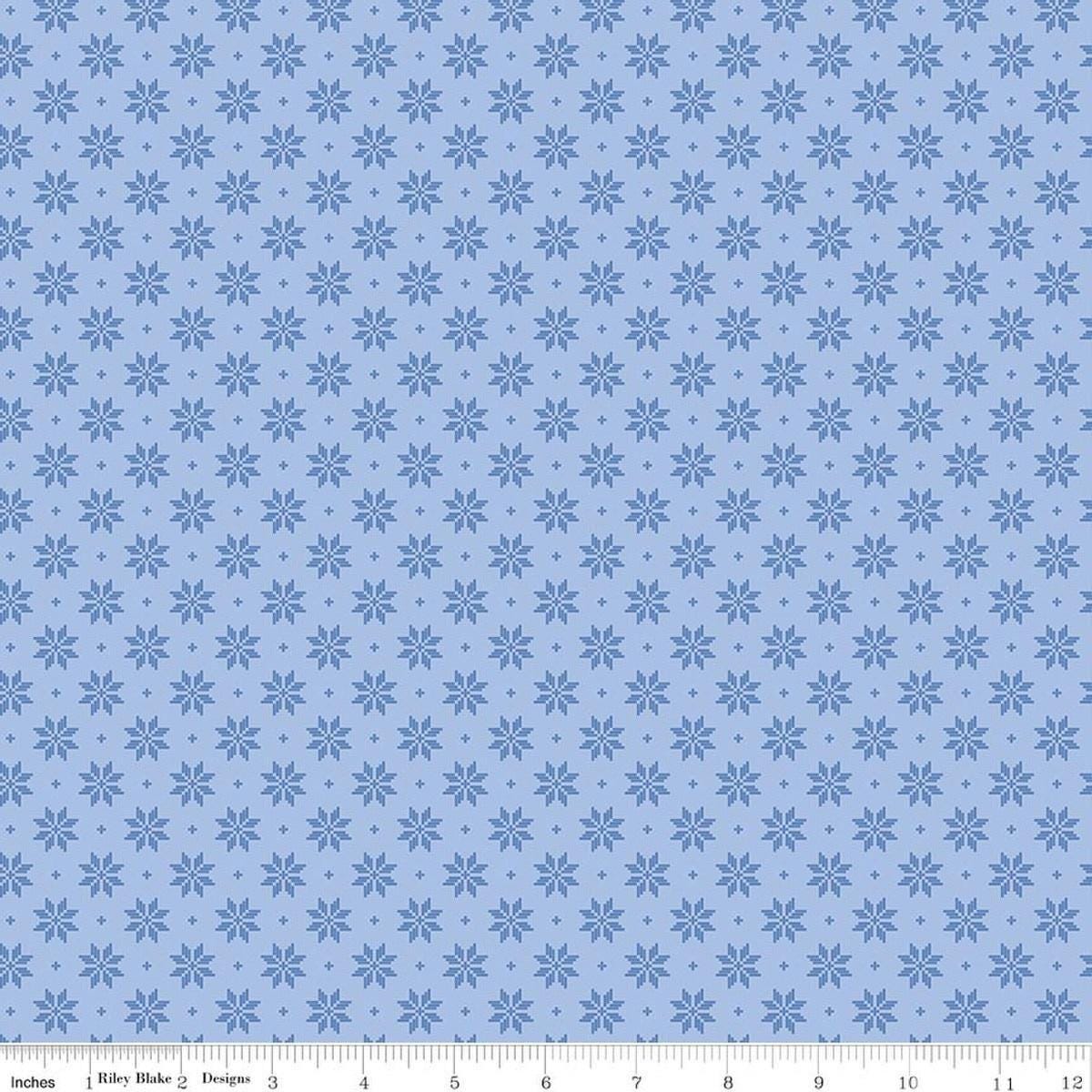 Image of Foxglove Stars Blue quilting cotton fabric by Jill Finley for Riley Blake Designs. Features stars on a blue background. Cute Little Fabric Shop.