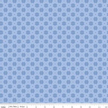 Image of Foxglove Stars Blue quilting cotton fabric by Jill Finley for Riley Blake Designs. Features stars on a blue background. Cute Little Fabric Shop.