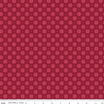 Image of Foxglove Stars Dahlia Red quilting cotton fabric by Jill Finley for Riley Blake Designs. Features stars on a red background. Cute Little Fabric Shop.