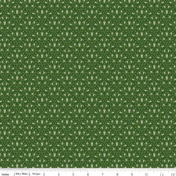 Image of Foxglove Damask Hunter quilting cotton fabric by Jill Finley for Riley Blake Designs. Features flowers on a green background. Cute Little Fabric Shop.